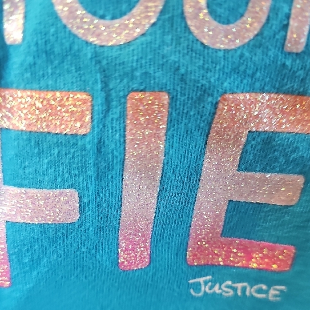 Justice Girls Aqua Blue Graphic Selfie Tshirt Size 10 - Picture 4 of 6